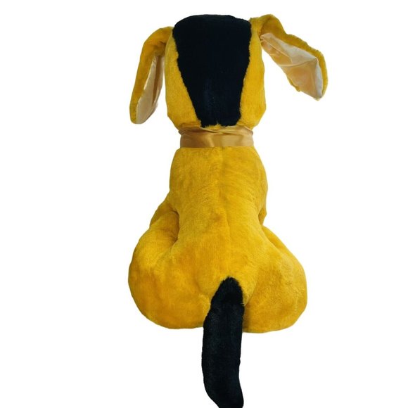 22" Carnival Plush Large Classic Orange White Hard Cuddly Dog & Bow Rare Vintage - Picture 3 of 12